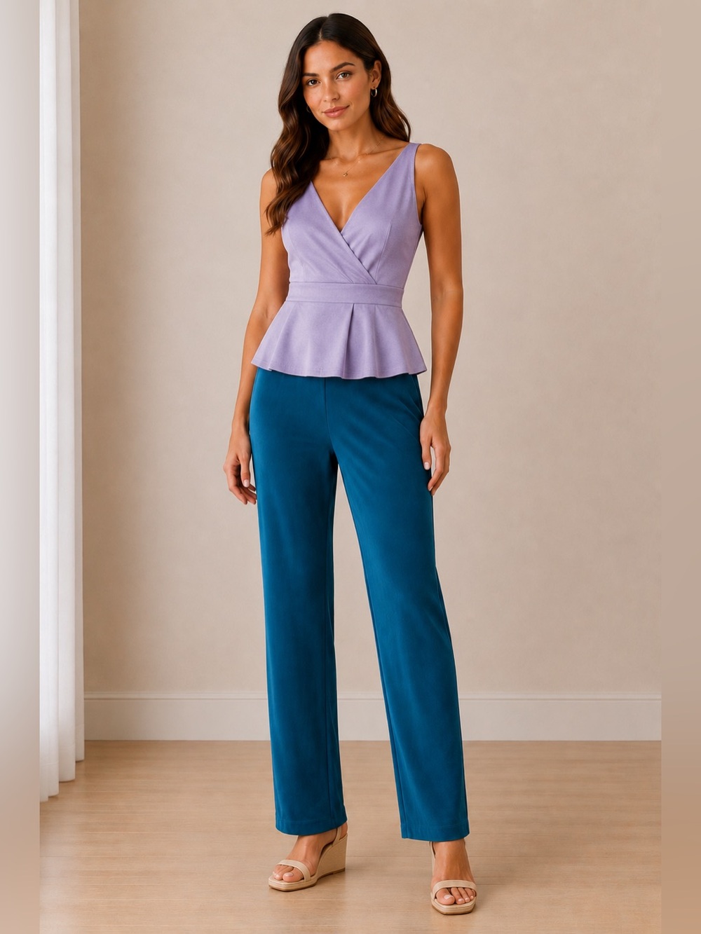 Chico's Teal Blue Slinky Straight Leg Pants Size 0R US S Pull On Travel Career
